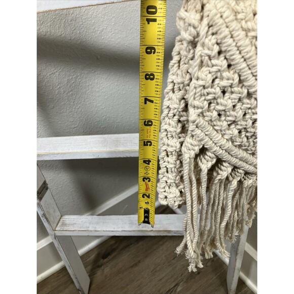 Women's White Macrame Boho Purse With Tassels Shoulder Purse/Bag - Picture 4 of 7